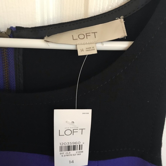 NWT Loft Blue and Black Dress Size 14 - Picture 4 of 6